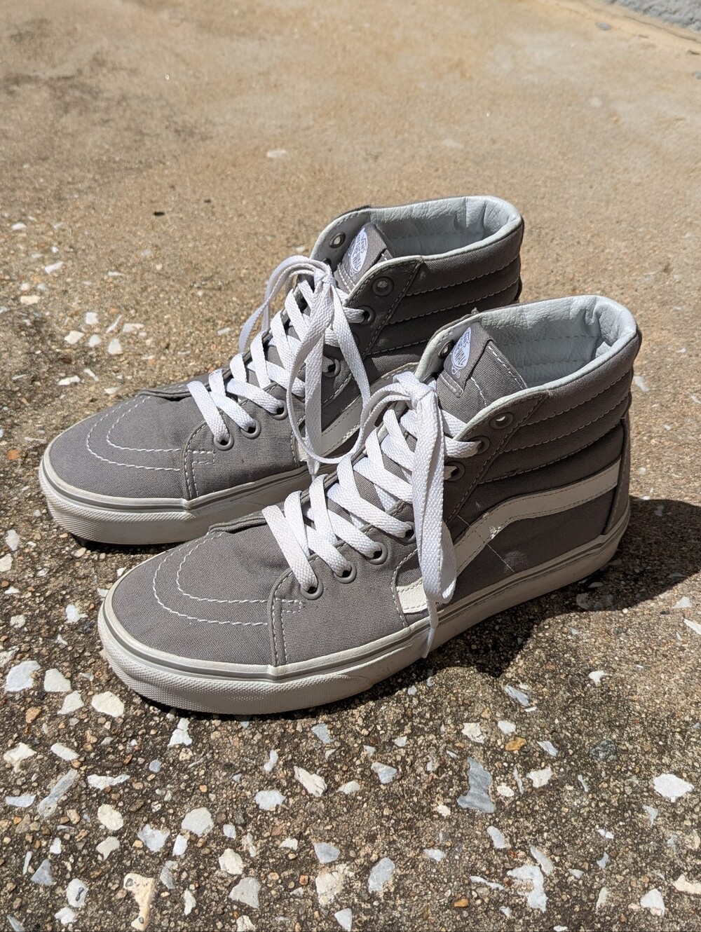 Vans Gray Canvas High-Top Sneakers with White Stripe